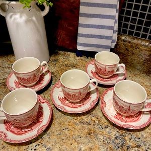 Johnson Brothers Old Castle Pink Flat Cup & Saucer